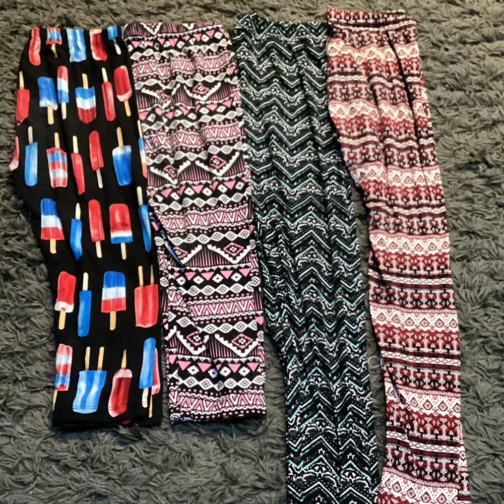3 No boundaries pairs of Patterned Leggings popsicles multi design patterns